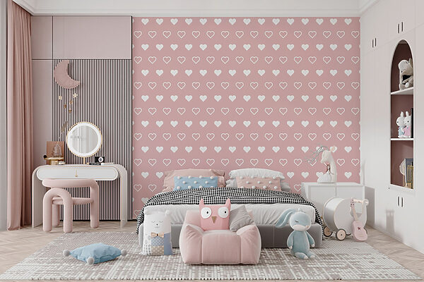 Motivo de corazones blancos sobre fondo rosa Motivo de corazones blancos sobre fondo rosa