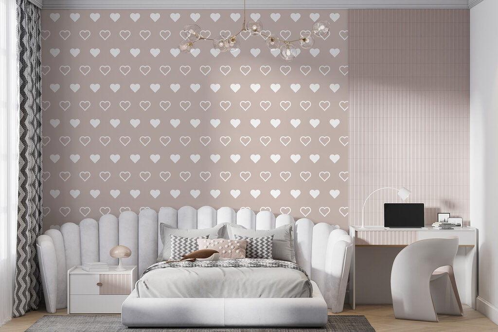 Pattern of hearts on a beige background