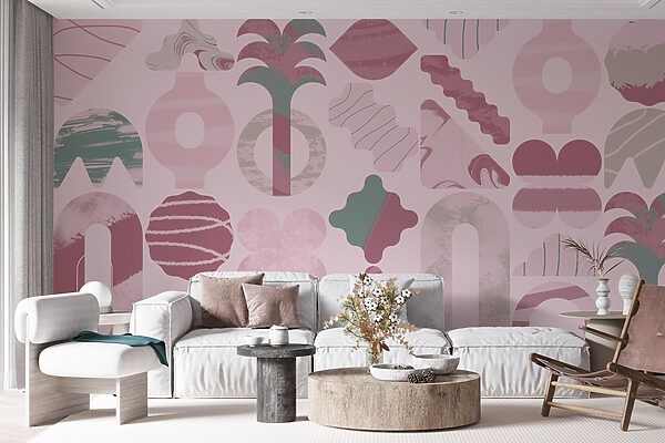 Fondo rosa y verde con diferentes formas Fondo rosa y verde con diferentes formas