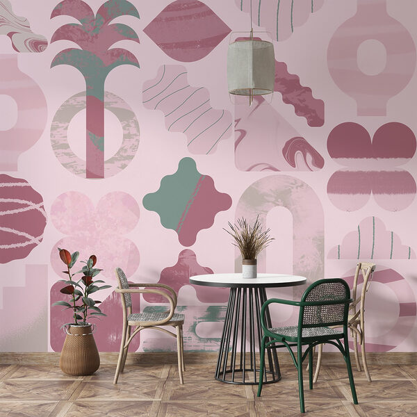 Fondo rosa y verde con diferentes formas Fondo rosa y verde con diferentes formas