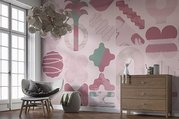 Fondo rosa y verde con diferentes formas Fondo rosa y verde con diferentes formas