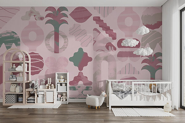 Fondo rosa y verde con diferentes formas Fondo rosa y verde con diferentes formas