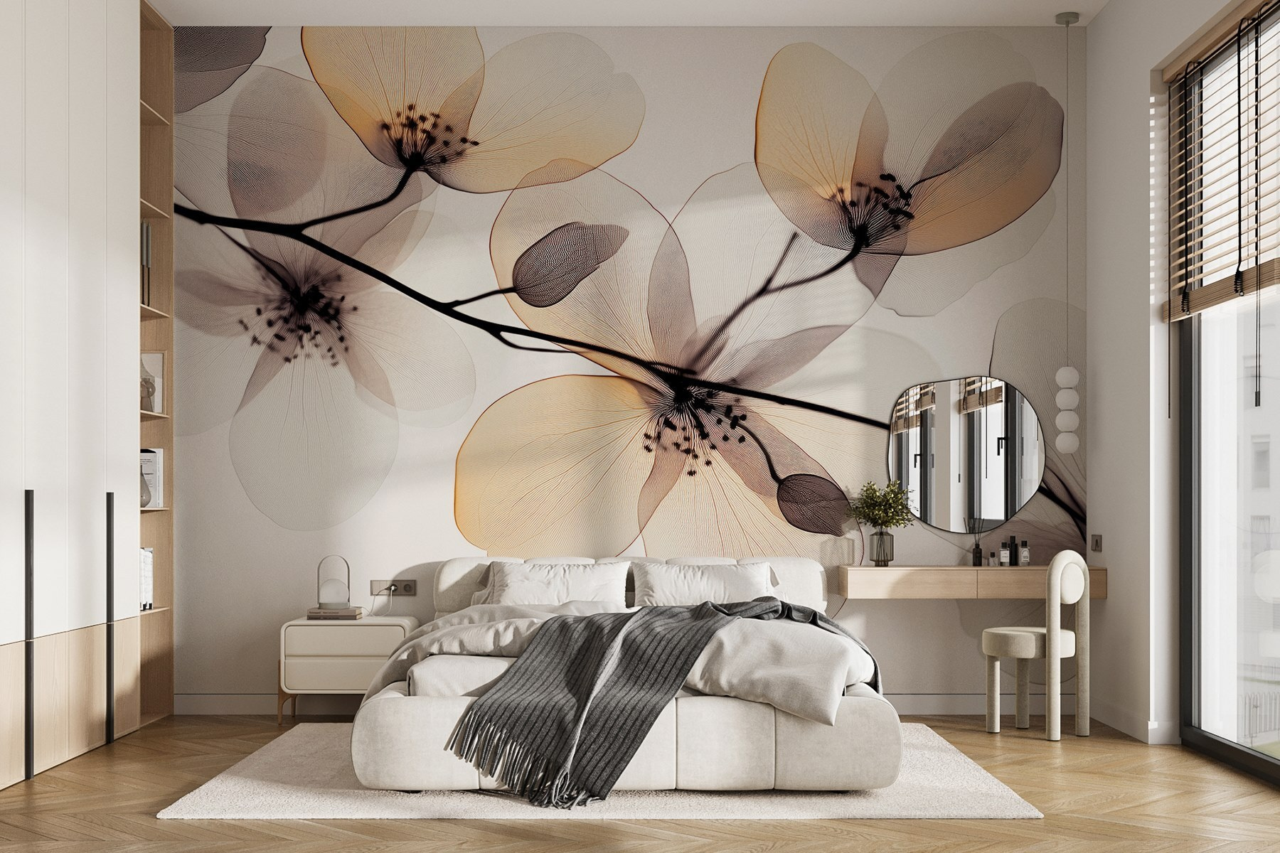 Transparent flowers on a branch