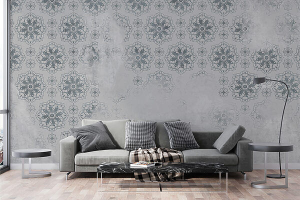 Papel pintado gris y blanco con motivos Papel pintado gris y blanco con motivos