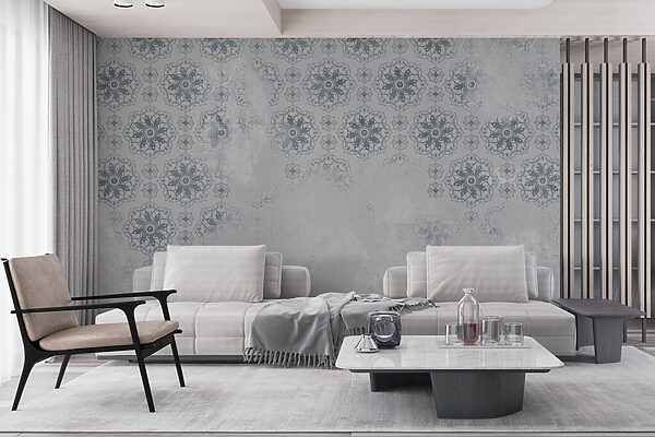 Papel pintado gris y blanco con motivos Papel pintado gris y blanco con motivos