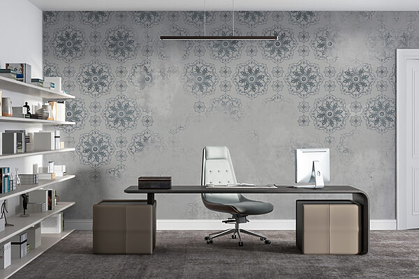 Papel pintado gris y blanco con motivos Papel pintado gris y blanco con motivos