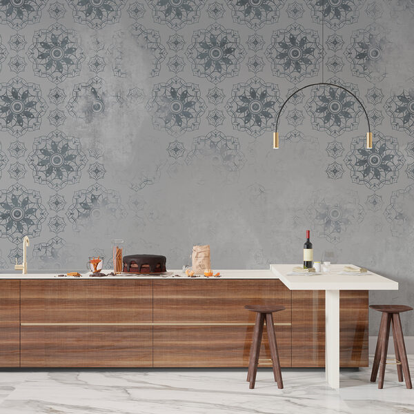 Papel pintado gris y blanco con motivos Papel pintado gris y blanco con motivos
