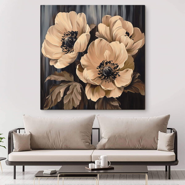 Cuadros Cuadros Cuadro de flores sobre fondo negro (SKU: s42110)