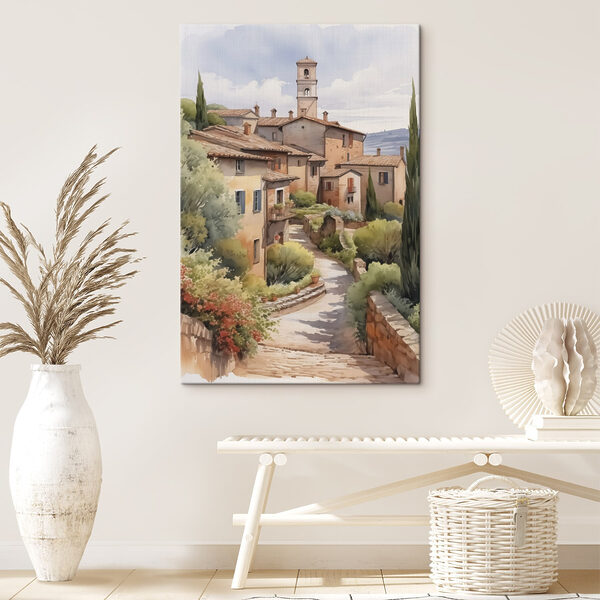 Watercolor painting of a village Watercolor painting of a village