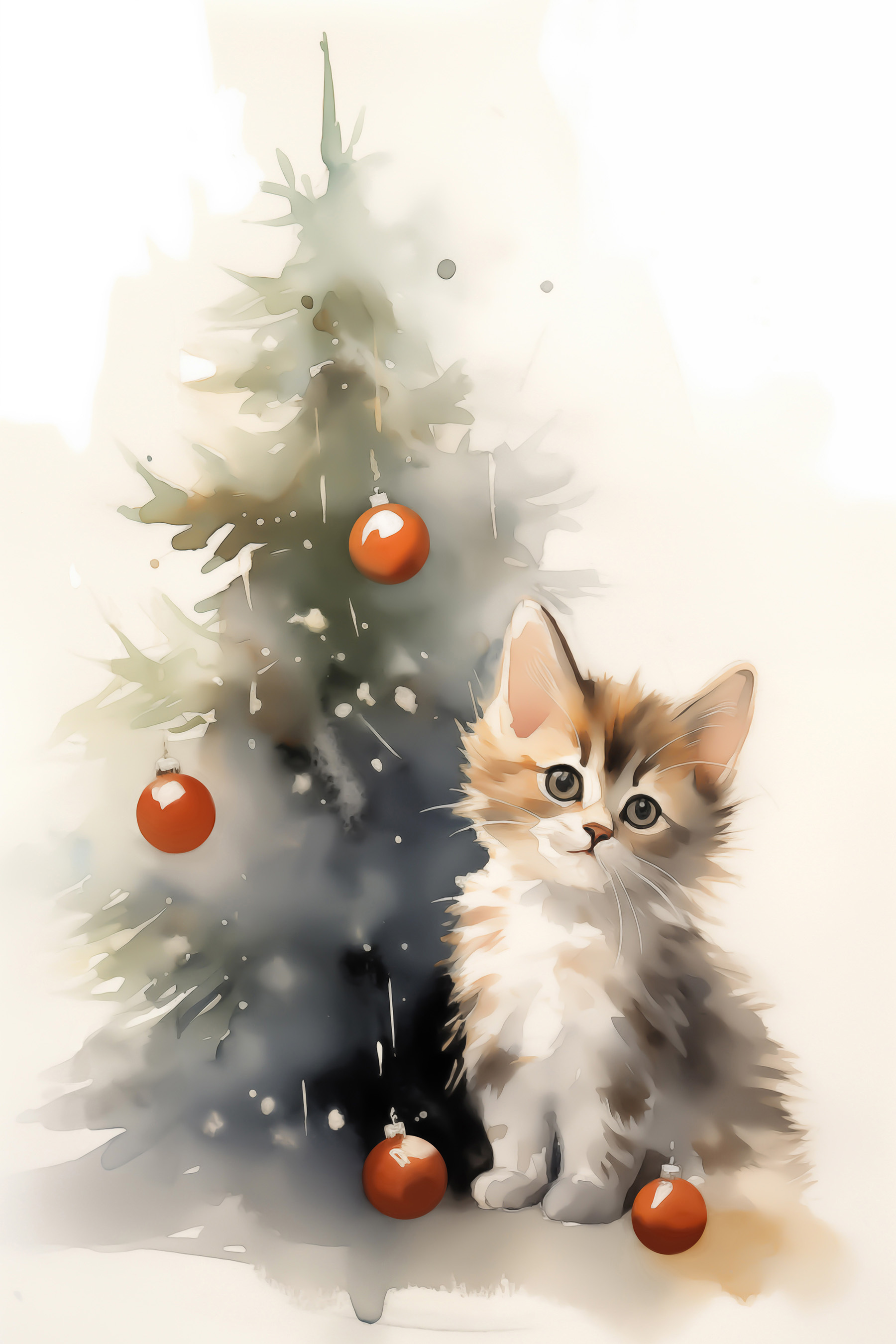 Cat next to a christmas tree Cat next to a christmas tree