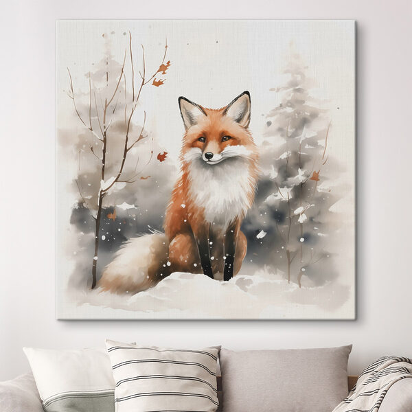 Cuadros Cuadros Un zorro sentado en la nieve (SKU: s42146)