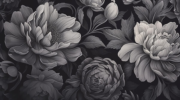 Estampado floral en blanco y negro Estampado floral en blanco y negro