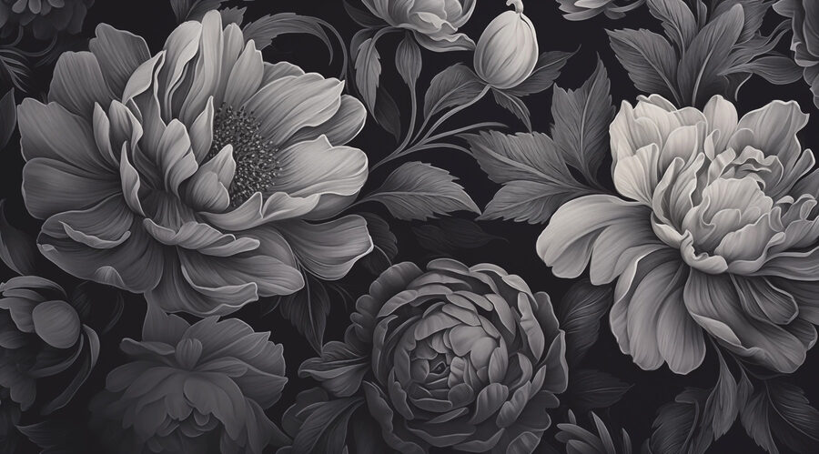 Estampado floral en blanco y negro