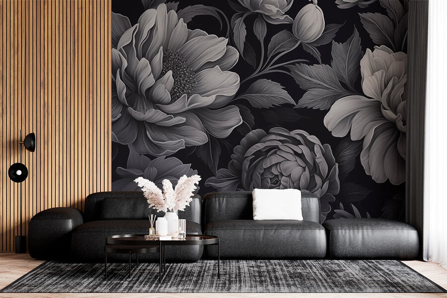 Estampado floral en blanco y negro