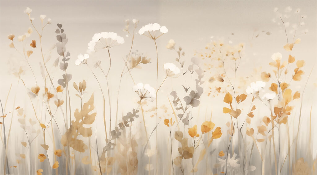 Painting of flowers and leaves Painting of flowers and leaves