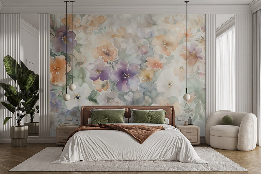 Pintura de flores sobre una superficie blanca