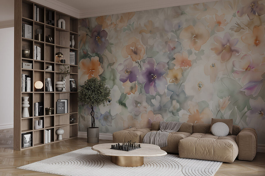 Pintura de flores sobre una superficie blanca