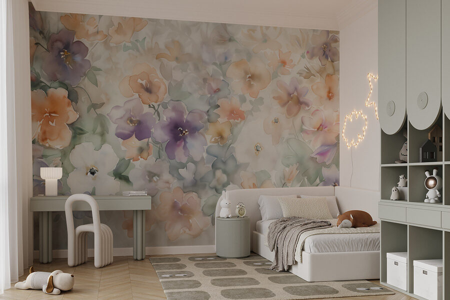 Pintura de flores sobre una superficie blanca