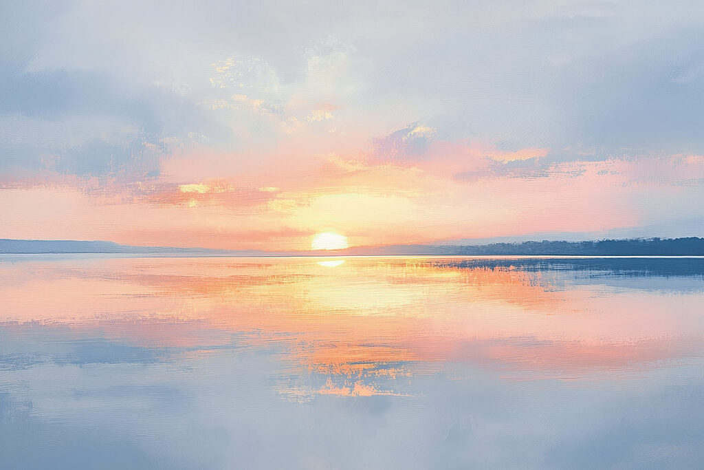 Puesta de sol sobre una masa de agua Puesta de sol sobre una masa de agua