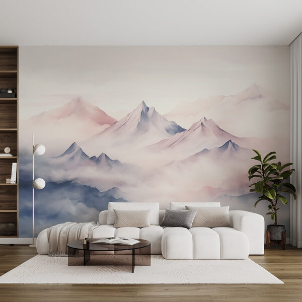Mountain range with clouds