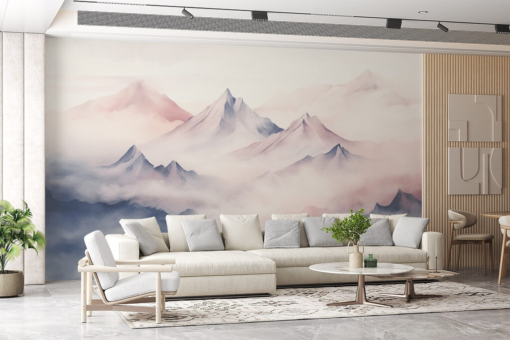 Mountain range with clouds