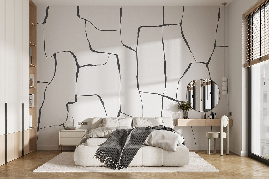 White surface with black lines