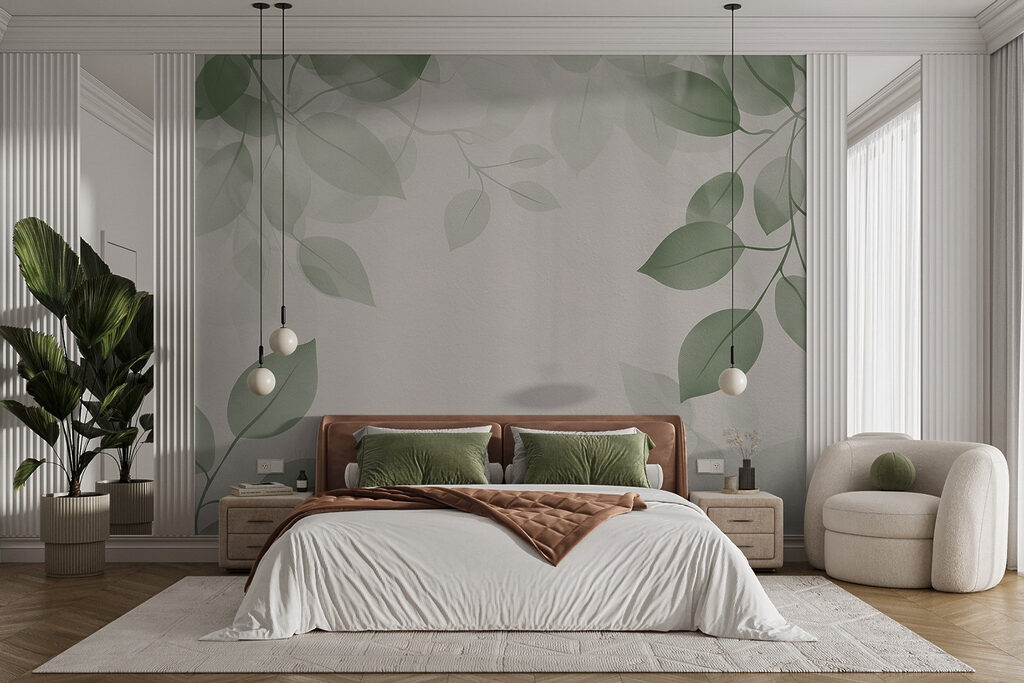 Green leaves on a white background