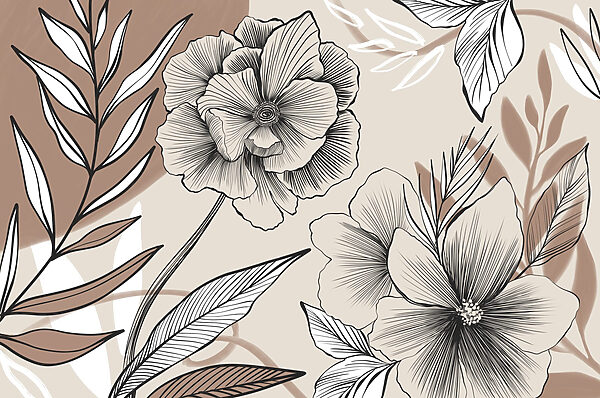 Diseño artístico de líneas florales Diseño artístico de líneas florales