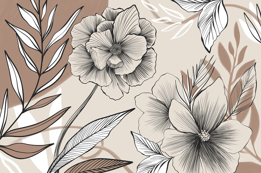 Diseño artístico de líneas florales