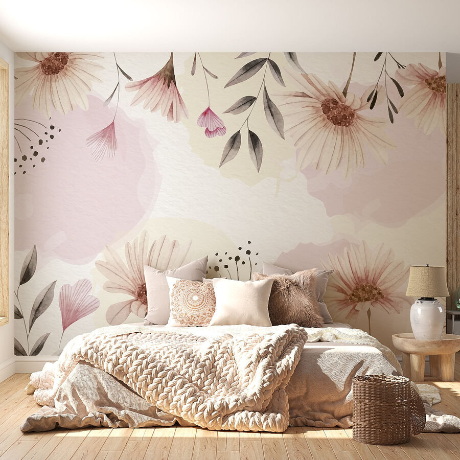 Fotomurales Delicadas flores sobre fondo suave