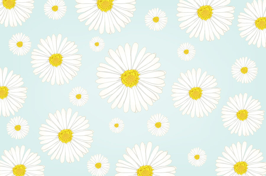 Motivo de flores blancas y amarillas