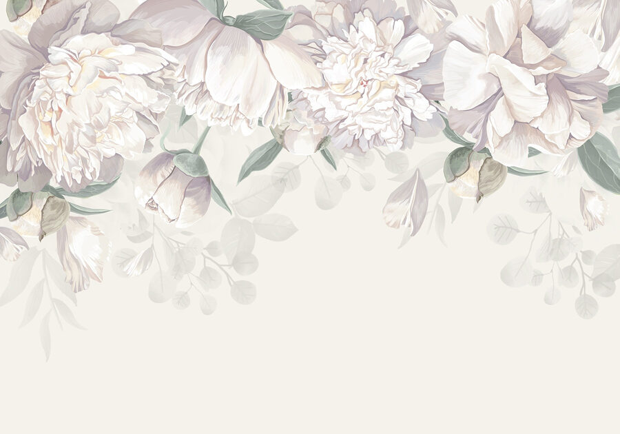 Flores blancas con hojas verdes