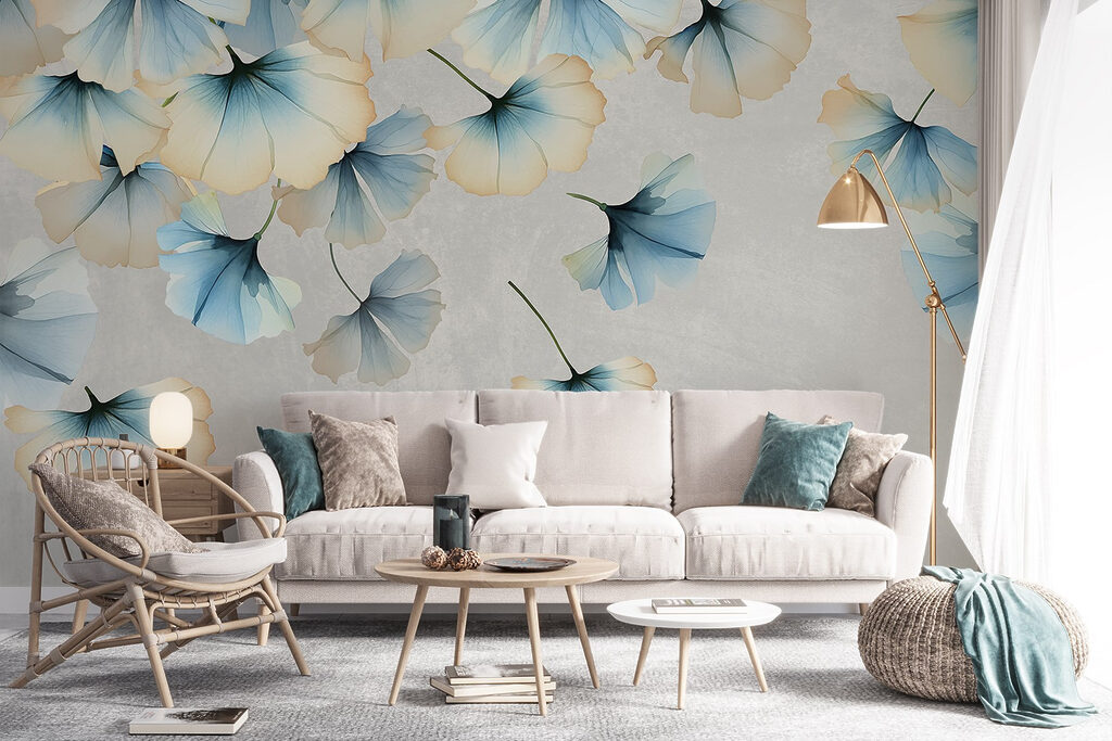 Group of flowers flying in the air