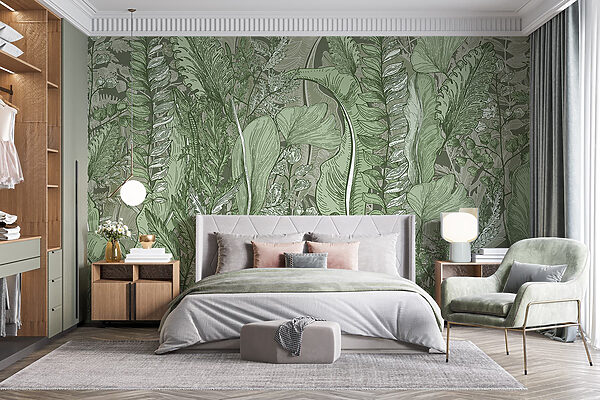 Fotomurales Fotomurales Armonía natural en frondosos dibujos (SKU: w08579)