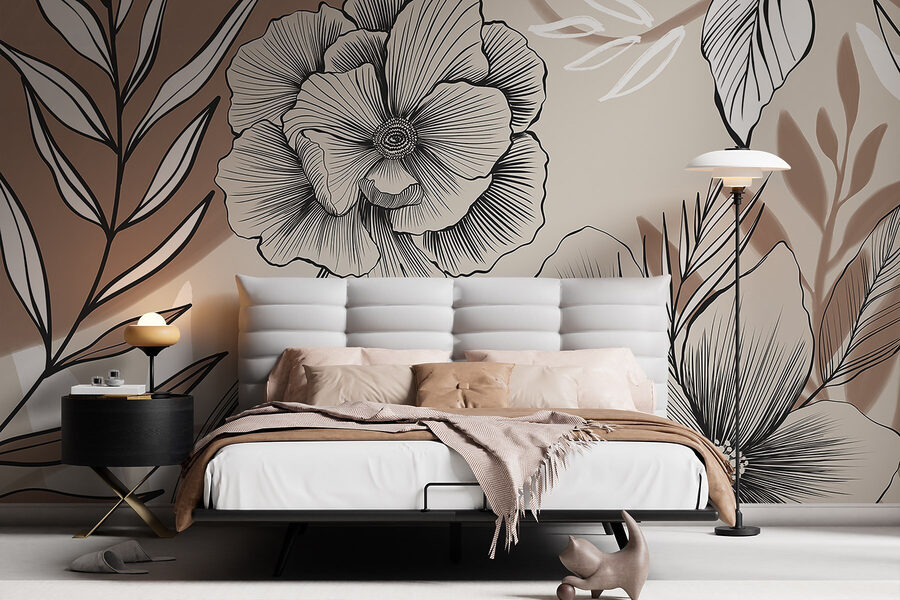 Diseño artístico de líneas florales