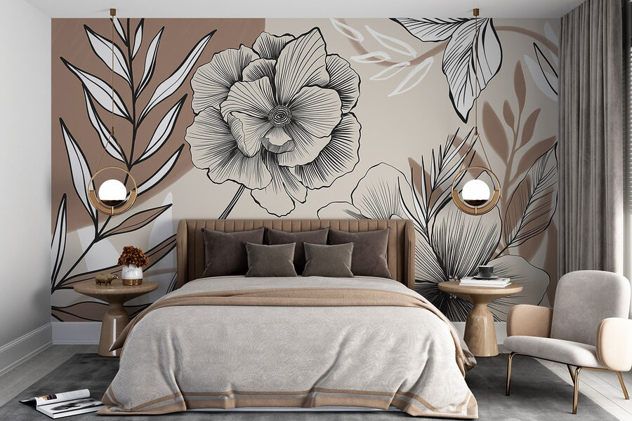 Diseño artístico de líneas florales