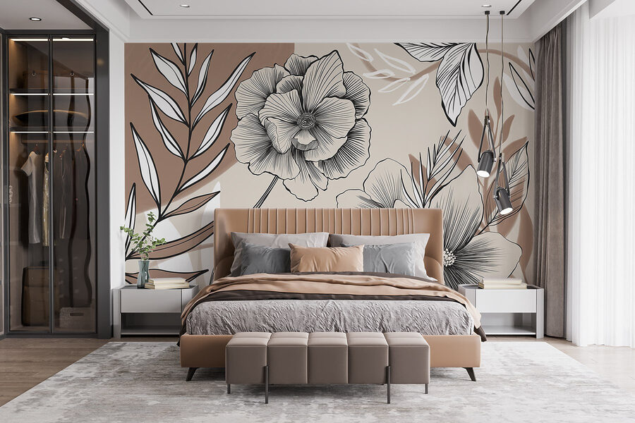 Diseño artístico de líneas florales