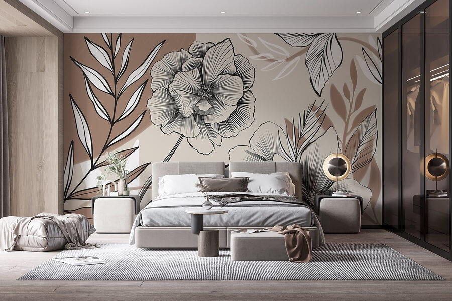 Diseño artístico de líneas florales