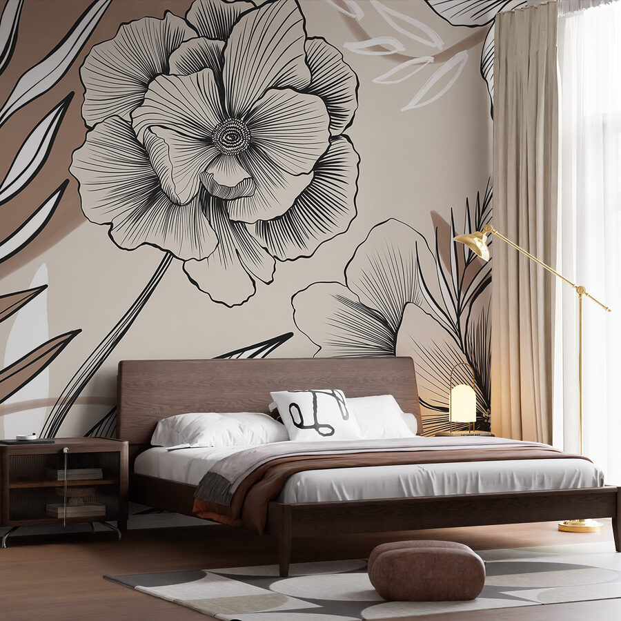 Diseño artístico de líneas florales