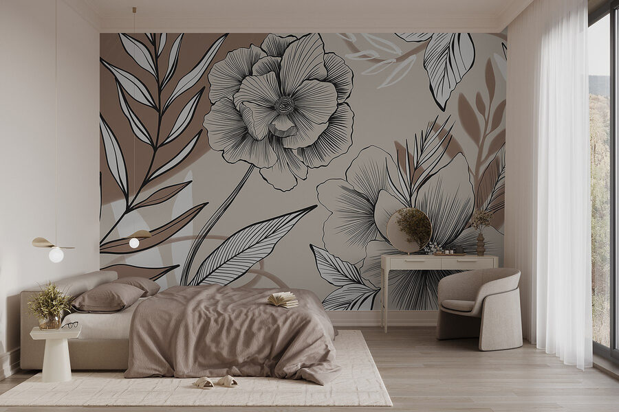 Diseño artístico de líneas florales
