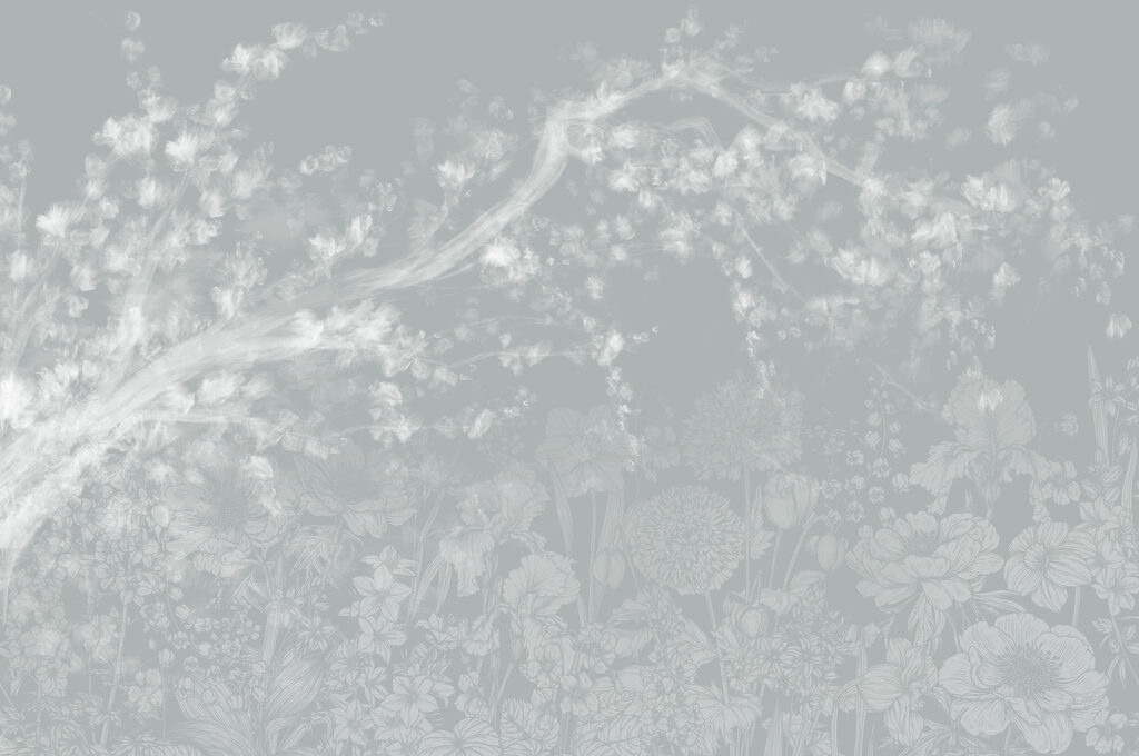 Motivo floral blanco y gris Motivo floral blanco y gris