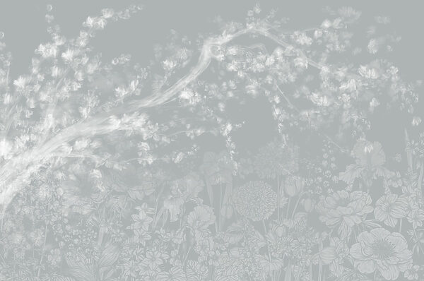 Motivo floral blanco y gris Motivo floral blanco y gris