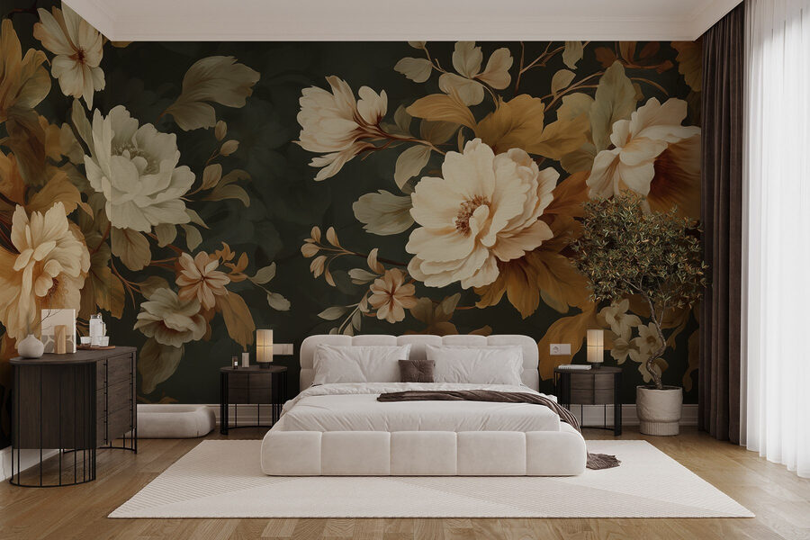 Elegante arreglo floral sobre fondo oscuro