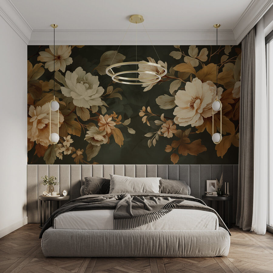 Elegante arreglo floral sobre fondo oscuro
