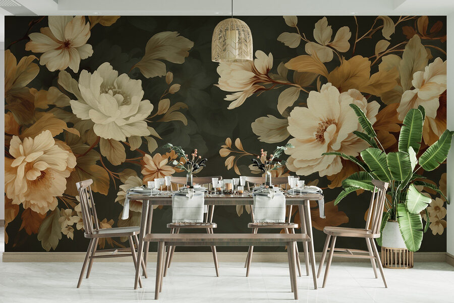 Elegante arreglo floral sobre fondo oscuro