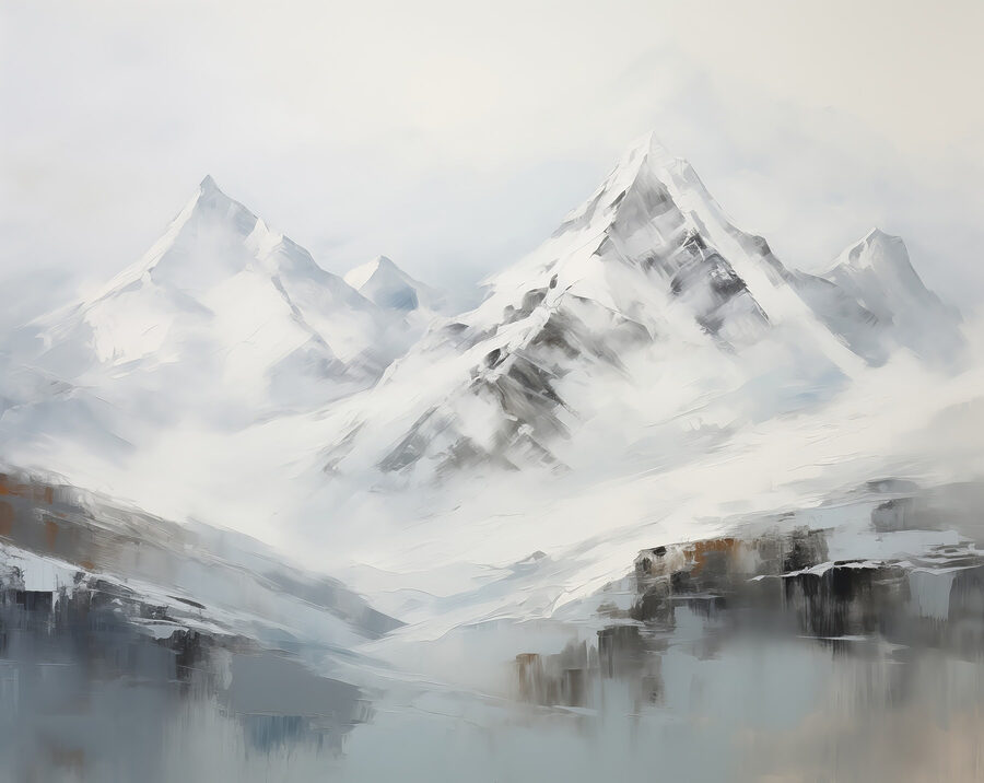 Pintura de una cordillera nevada Pintura de una cordillera nevada