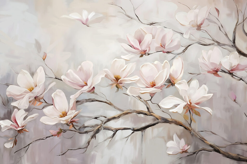 Pintura de flores en una rama Pintura de flores en una rama