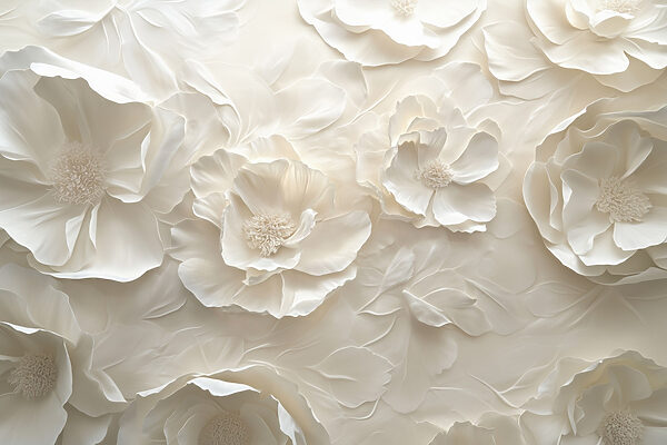 Papel pintado de flores blancas Papel pintado de flores blancas