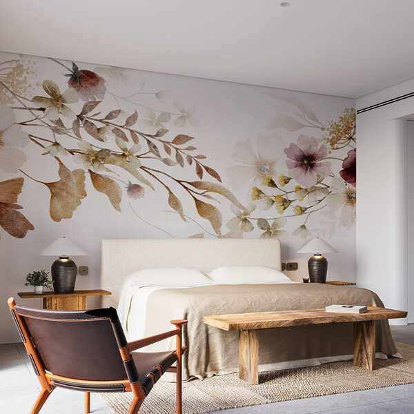 Fotomurales Fotomurales Pintura de flores y hojas (SKU: w08603)