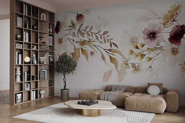 Painting of flowers and leaves